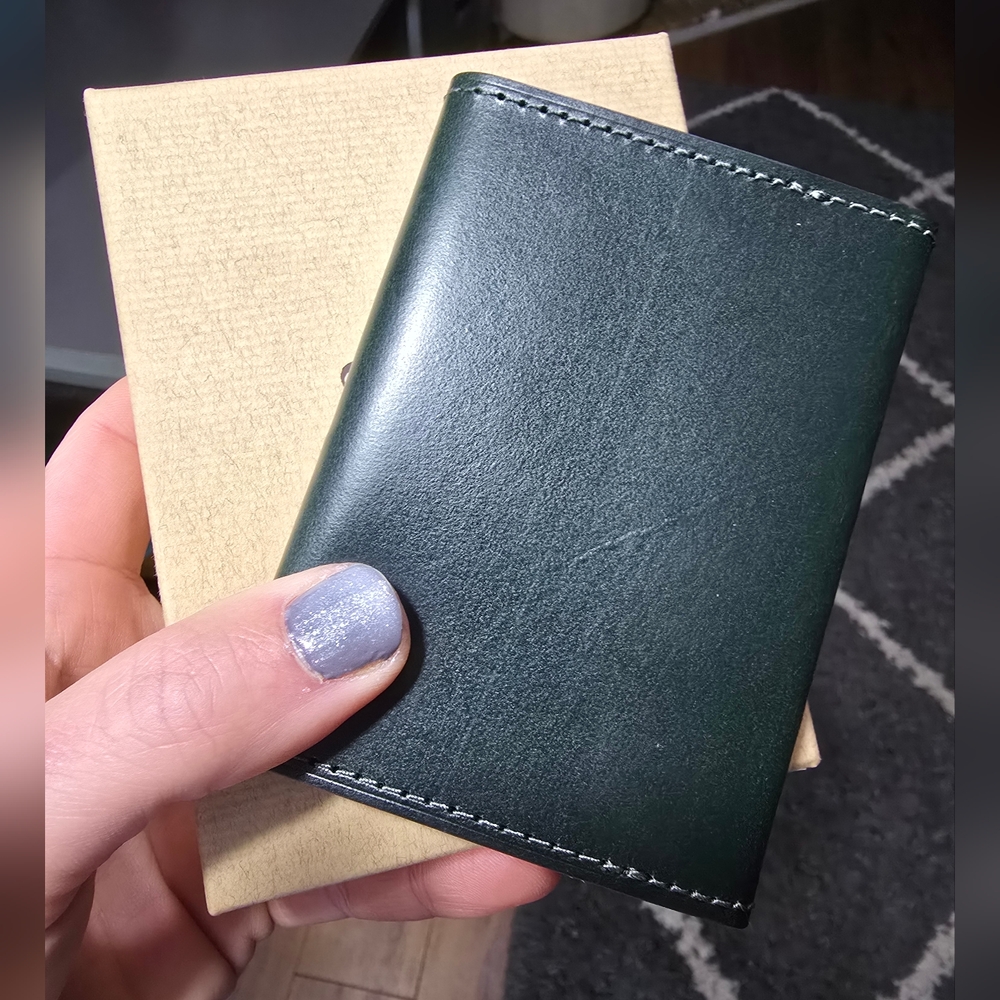 NIB Men's Ganzo Japan Avon British Green Bridle Leather Business Card Case 59080